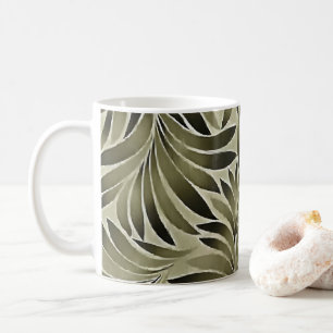 Künstlerische Blätter in matt-grüner Farbe Kkaki Kaffeetasse