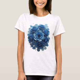 Künstlerische blaue BLUE ROSES Druck T-Shirt
