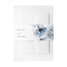 Künstlerische blaue Blumen | Hochzeit Einladungsbanderole
