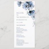Künstlerische blaue Blumen Hochzeit Programm (Vorderseite)