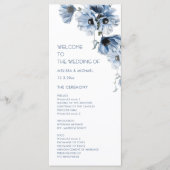 Künstlerische blaue Blumen Hochzeit Programm (Vorderseite)