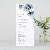 Künstlerische blaue Blumen Hochzeit Programm (Stehend Vorderseite)