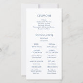 Künstlerische blaue Blumen | Hochzeitsprogramm (Rückseite)