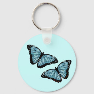 Künstlerische blaue Schmetterlinge Schlüsselanhänger