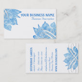 Künstlerische blaues Lotus-Blüte auf Weiß Visitenkarte (Vorne/Hinten)