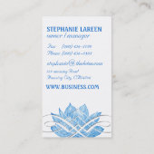 Künstlerische blaues Lotus-Blüte auf Weiß Visitenkarte (Rückseite)