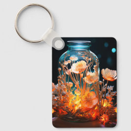 Künstlerische Blume Jar Schlüsselanhänger