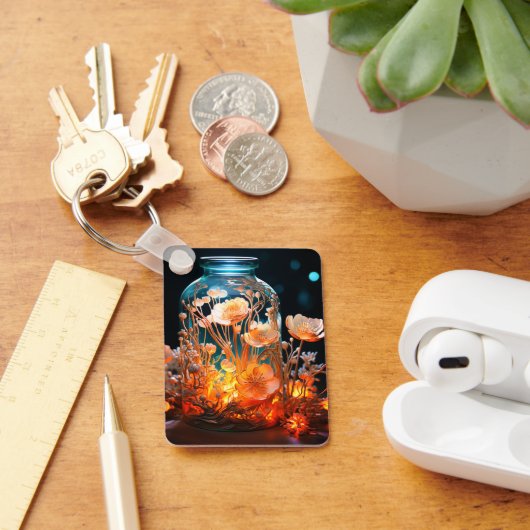 Künstlerische Blume Jar Schlüsselanhänger (Schreibtisch)