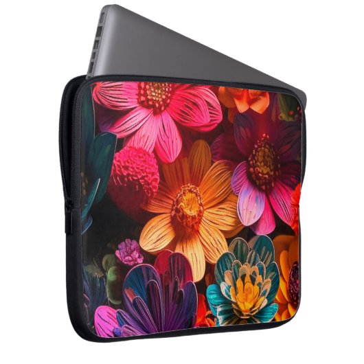 Künstlerische Blume Laptopschutzhülle (Vorne Rechts)
