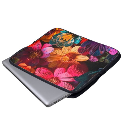 Künstlerische Blume Laptopschutzhülle (Vorne Knopf)