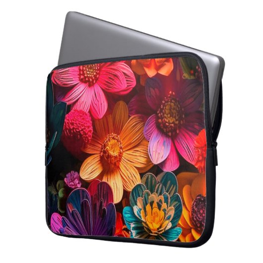 Künstlerische Blume Laptopschutzhülle (Vorderseite Links)