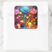 Künstlerische Blume Quadratischer Aufkleber (Tasche)