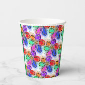 Künstlerische Blume Rot Grün Pappbecher (Rückseite)