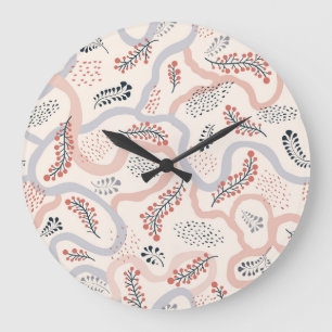 Künstlerische Blumenmuster, dekorative Herbstdekor Große Wanduhr