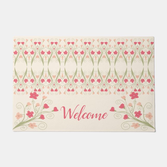 Künstlerische Blüte mit Muster Fußmatte (Vorderseite)