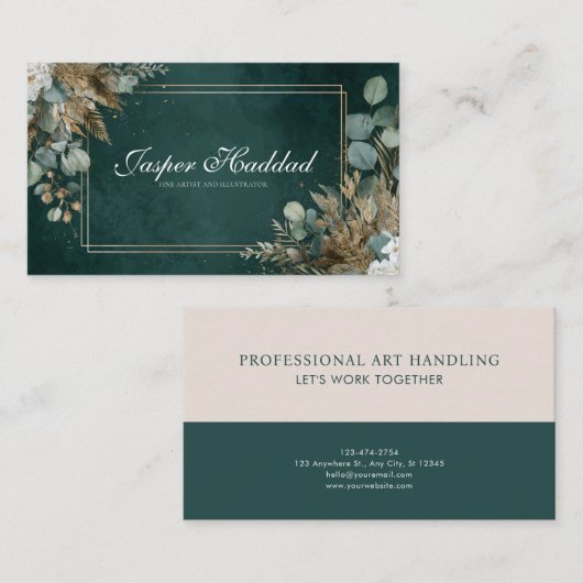 Künstlerische Bohemische Wildblume Folklore Kunst Visitenkarte (Vorne/Hinten)