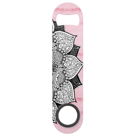 Künstlerische Boho Hand gezeichneter Mandala auf Speedflaschenöffner (Vorderseite)
