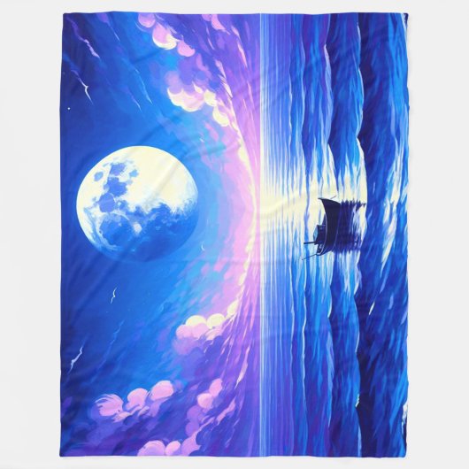 Künstlerische Bootszene Fleecedecke (Vorderseite)