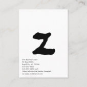Künstlerische Buchstabe-"z-" Handmit buchstaben Visitenkarte (Rückseite)