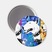 Künstlerische Bull Terrier Hunde Züchtung Design Magnet (Vorderseite/Rückseite)