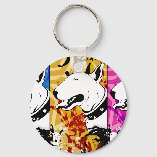 Künstlerische Bull Terrier Hunde Züchtung Design Schlüsselanhänger (Vorderseite)