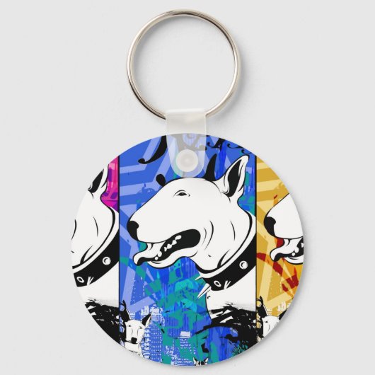 Künstlerische Bull Terrier Hunde Züchtung Design Schlüsselanhänger (Vorderseite)