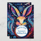 Künstlerische Bunny Colorful Einladung (Vorne/Hinten)
