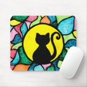 Künstlerische Buntglas-Aquarell-Katze Mousepad (Mit Mouse)