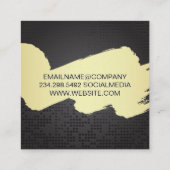 künstlerische Bürste | Schwarzer metallischer Hint Quadratische Visitenkarte (Rückseite)