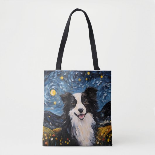 Künstlerische Canine unter Van Gogh's Sky - Vintag Tasche (Vorderseite)