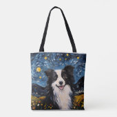 Künstlerische Canine unter Van Gogh's Sky - Vintag Tasche (Rückseite)