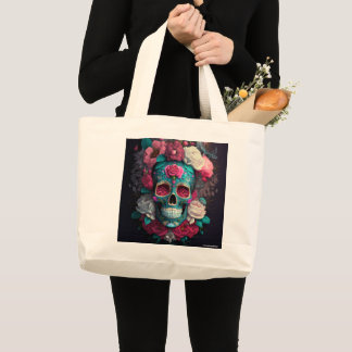 Künstlerische Catrina-Totenkopftasche Jumbo Stoffbeutel