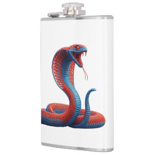 Künstlerische Cobra-Grafik-Hip-Flasche - Vibrante Flachmann