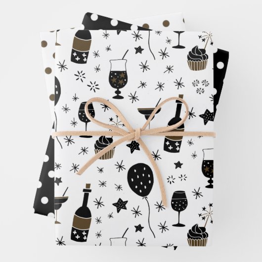 Künstlerische Cocktails Stars Polka Dot Gold Schwa Geschenkpapier Set (Beispiel)