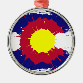 Künstlerische Colorado-Fahne Farbe Spritzer Verzie Silbernes Ornament