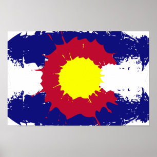 Künstlerische Colorado Flag Spritzer Poster