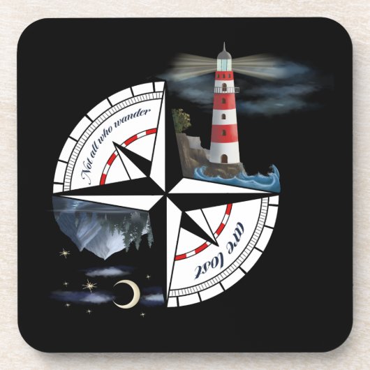 Künstlerische Compas mit bemalten Landschaften und Getränkeuntersetzer (Vorderseite)