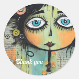 Künstlerische Damen 8 Runder Aufkleber