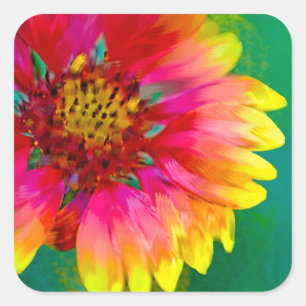 Künstlerische Darstellung der Indian Blanket-Blume Quadratischer Aufkleber