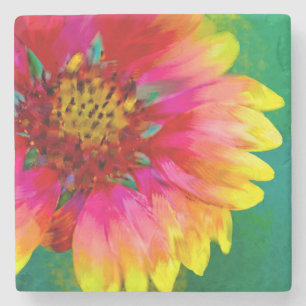Künstlerische Darstellung der Indian Blanket Blume Steinuntersetzer