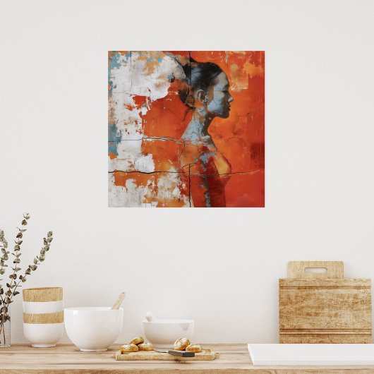 Künstlerische Darstellung einer Frau im Profil Poster (Küche)