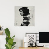 Künstlerische Darstellung einer Frau im Profil Poster (Heimbüro)