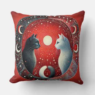 Künstlerische Darstellung von Yin und Yang Katzen Kissen