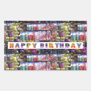 Künstlerische Dekorative HAPPY BIRTHDAY Script Rechteckiger Aufkleber