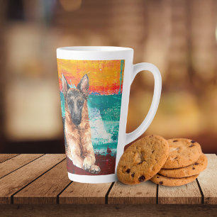Künstlerische Deutsche-Schäferhund-Abstraktmalerei Milchtasse