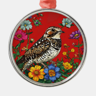 Künstlerische Drossel Vogel Vintage Botanik Wildti Ornament Aus Metall