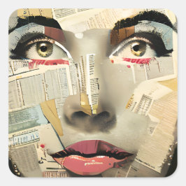 Künstlerische, einzigartige digitale Kunst | Hübsc Quadratischer Aufkleber