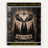 Künstlerische Elchschnitzerei auf rustikalem Holzf Notizblock (Vorderseite)