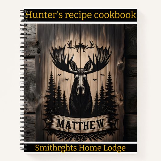 Künstlerische Elchschnitzerei auf rustikalem Holzf Notizblock (Vorderseite)