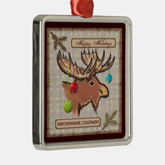 Künstlerische Elchverzierung Breckenridges Silbernes Ornament (Rechts)